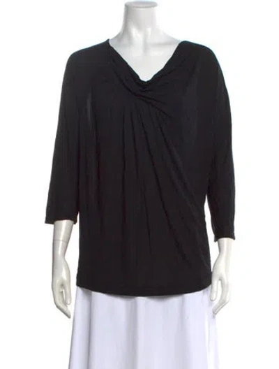 Pre-owned Dries Van Noten Cowl Neck Three-quarter Sleeve Blouse In Black