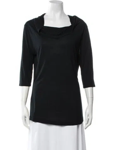 Pre-owned Dries Van Noten Cowl Neck Three-quarter Sleeve Top In Black