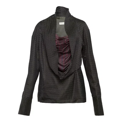 Dries Van Noten Cowl Neck Top In Black