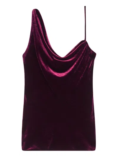 Dries Van Noten Cowl-neck Velvet Top In Purple