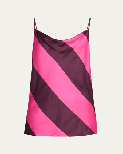 Dries Van Noten Cowl-neck Paneled Satin Tank Top In Pink
