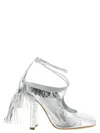 Dries Van Noten Craquelé-effect Laminated Leather Heel In Silver