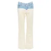 Dries Van Noten Cream Blue Ombre Dip Dye Mid Waist Wide Jeans In Blue