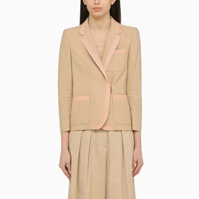 Dries Van Noten Cream-coloured Single-breasted Jacket In Linen Blend Women