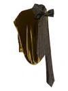 Dries Van Noten Asymmetric Sleeveless Velvet Top Bow In Green