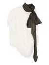 Dries Van Noten Asymmetric Sleeveless Top Fringe Detail In White