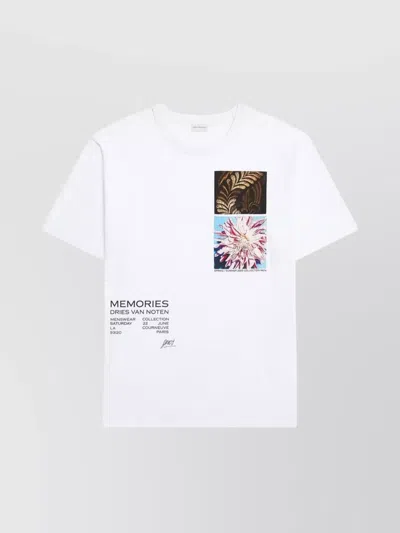 Dries Van Noten Crew Neck Graphic Print T-shirt Patchwork Design In White
