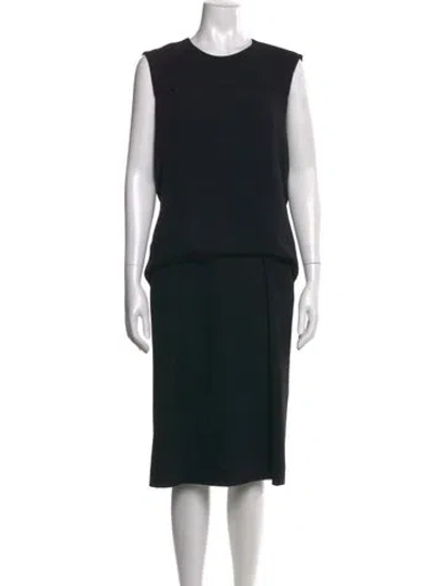 Pre-owned Dries Van Noten Crew Neck Knee-length Dress In Black