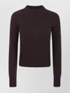 Dries Van Noten Crew Neck Knit Sweater With Ribbed Cuffs In Brown
