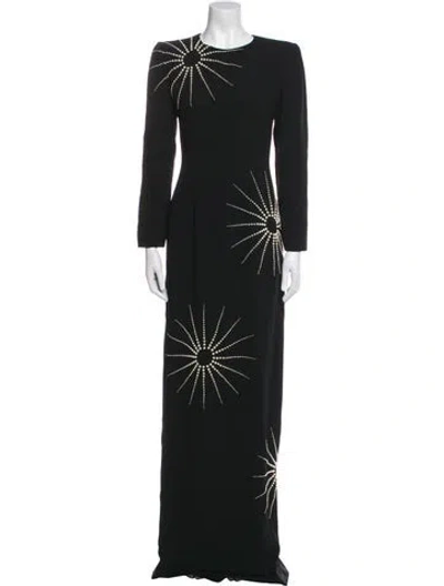 Pre-owned Dries Van Noten Crew Neck Long Dress In Black