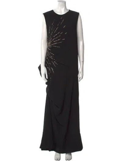Pre-owned Dries Van Noten Crew Neck Long Dress In Black