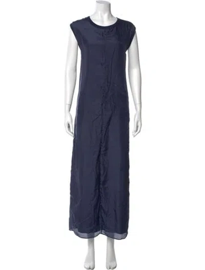 Pre-owned Dries Van Noten Crew Neck Long Dress In Blue