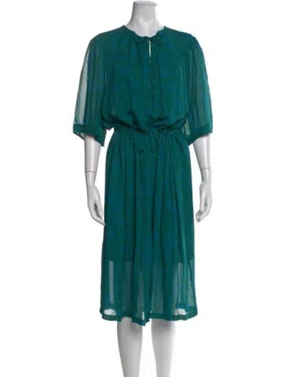 Pre-owned Dries Van Noten Crew Neck Long Dress In Green