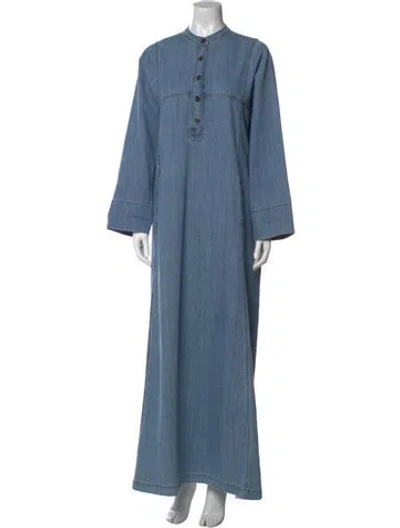 Pre-owned Dries Van Noten Crew Neck Long Dress W/ Tags In Blue