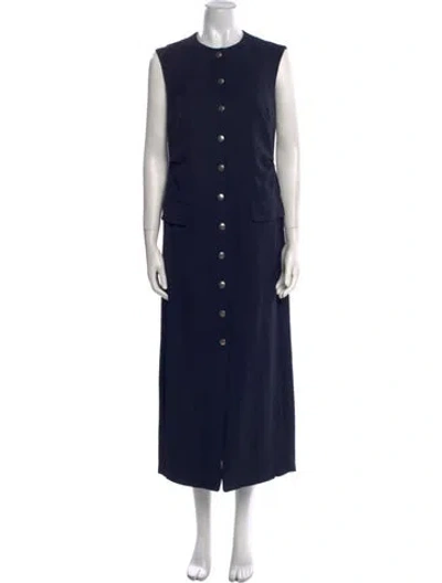 Pre-owned Dries Van Noten Crew Neck Long Dress W/ Tags In Blue