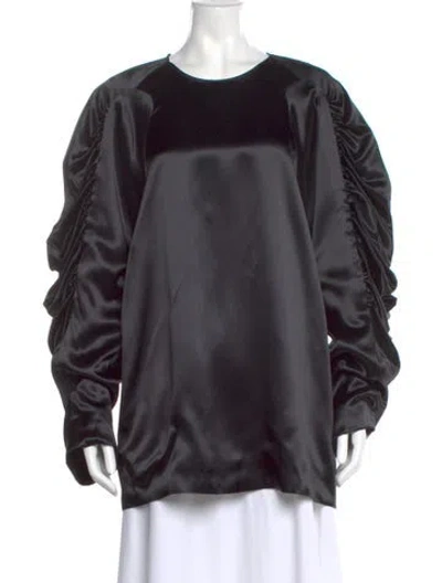 Pre-owned Dries Van Noten Crew Neck Long Sleeve Blouse In Black