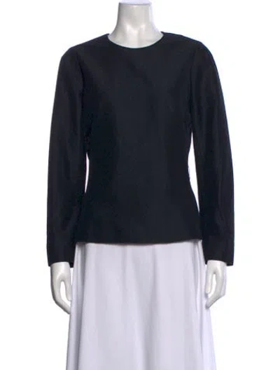 Pre-owned Dries Van Noten Crew Neck Long Sleeve Blouse In Blue