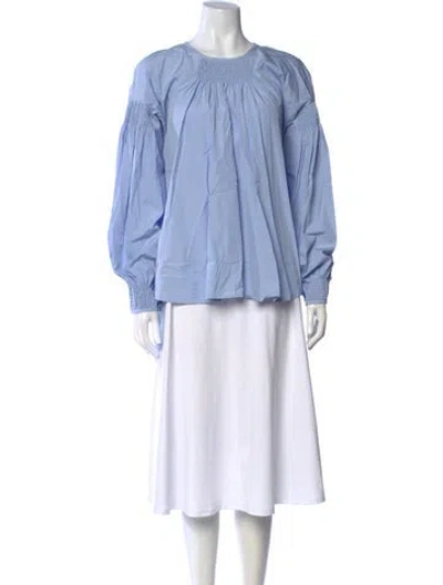 Pre-owned Dries Van Noten Crew Neck Long Sleeve Blouse In Blue
