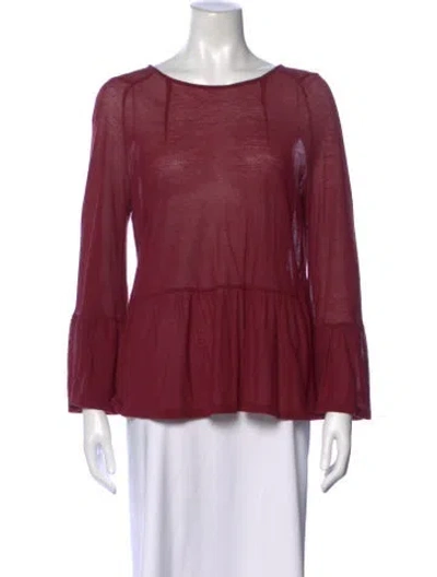 Pre-owned Dries Van Noten Crew Neck Long Sleeve Blouse In Burgundy