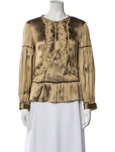 Pre-owned Dries Van Noten Crew Neck Long Sleeve Blouse In Neutral