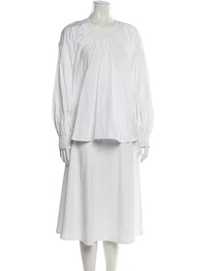 Pre-owned Dries Van Noten Crew Neck Long Sleeve Blouse In White