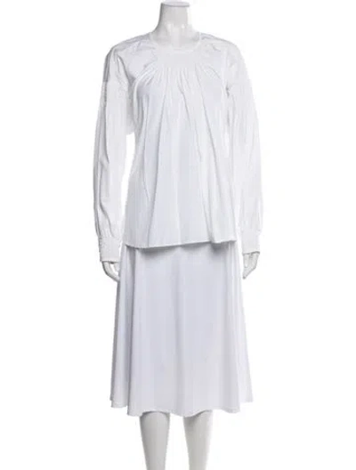 Pre-owned Dries Van Noten Crew Neck Long Sleeve Blouse In White