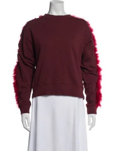 Pre-owned Dries Van Noten Crew Neck Long Sleeve Sweatshirt In Burgundy