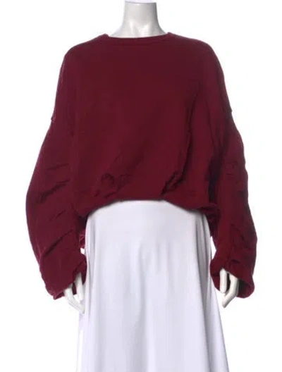 Pre-owned Dries Van Noten Crew Neck Long Sleeve Sweatshirt In Burgundy
