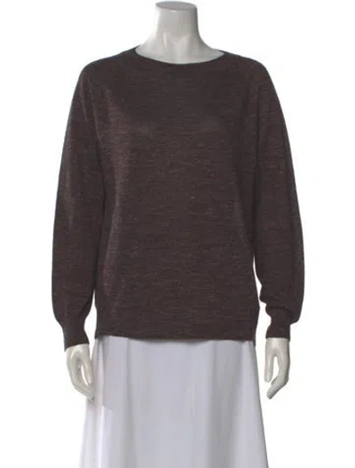 Pre-owned Dries Van Noten Crew Neck Long Sleeve Top In Burgundy