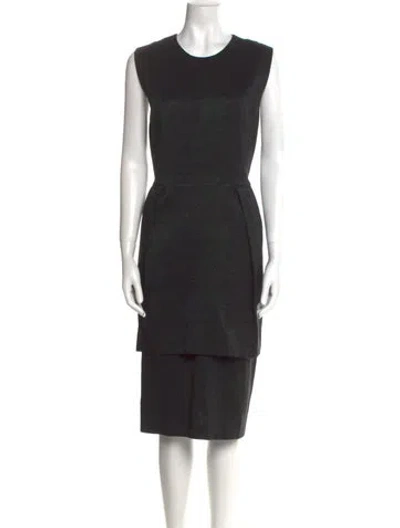 Pre-owned Dries Van Noten Crew Neck Midi Length Dress In Black