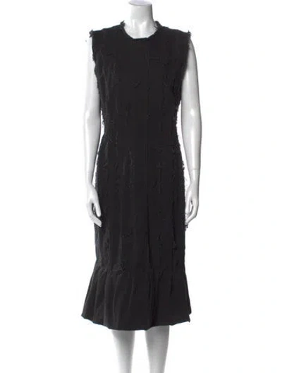 Pre-owned Dries Van Noten Crew Neck Midi Length Dress In Black