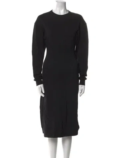 Pre-owned Dries Van Noten Crew Neck Midi Length Dress In Black