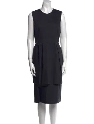 Pre-owned Dries Van Noten Crew Neck Midi Length Dress In Black