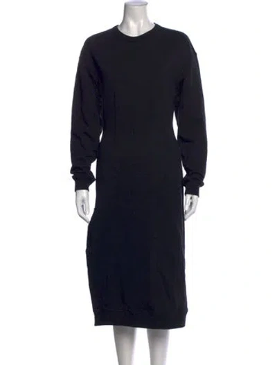 Pre-owned Dries Van Noten Crew Neck Midi Length Dress In Black