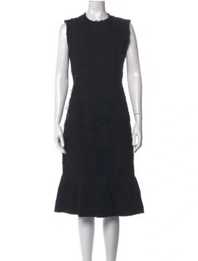 Pre-owned Dries Van Noten Crew Neck Midi Length Dress In Black
