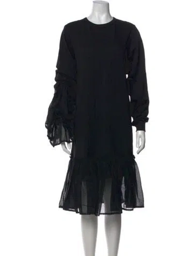 Pre-owned Dries Van Noten Crew Neck Midi Length Dress In Black