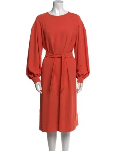 Pre-owned Dries Van Noten Crew Neck Midi Length Dress In Orange