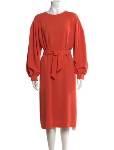 Pre-owned Dries Van Noten Crew Neck Midi Length Dress In Orange
