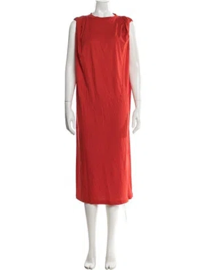 Pre-owned Dries Van Noten Crew Neck Midi Length Dress In Red