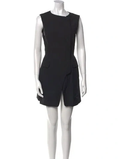 Pre-owned Dries Van Noten Crew Neck Mini Dress In Black