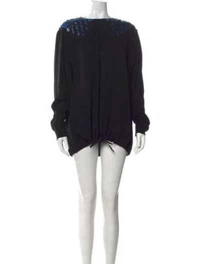 Pre-owned Dries Van Noten Crew Neck Mini Dress In Black