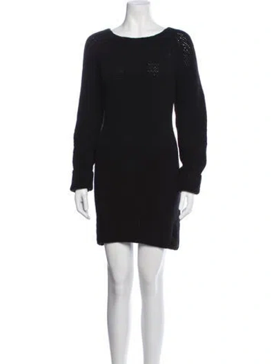 Pre-owned Dries Van Noten Crew Neck Mini Dress In Black