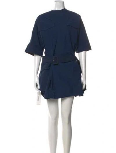 Pre-owned Dries Van Noten Crew Neck Mini Dress In Blue