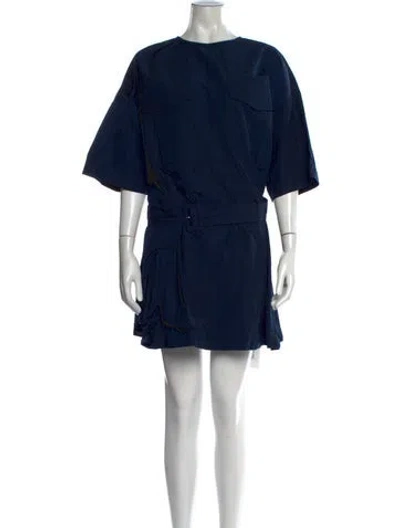 Pre-owned Dries Van Noten Crew Neck Mini Dress In Blue