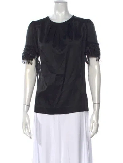 Pre-owned Dries Van Noten Crew Neck Short Sleeve Blouse In Black