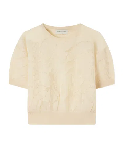 Dries Van Noten Crew Neck Short-sleeved Sweater In Neutral