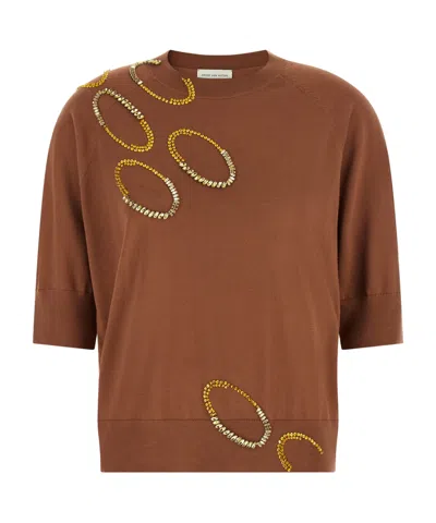 Dries Van Noten Crew Neck Sweater In Brown