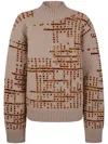 Dries Van Noten Crew Neck Sweater In Mixed Wool In Brown