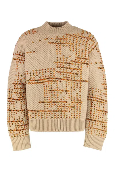 Dries Van Noten Crew Neck Sweater In Mixed Wool In Multi