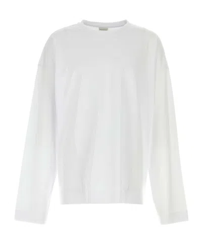Dries Van Noten White Mock Neck Long Sleeve T-shirt In 1 White